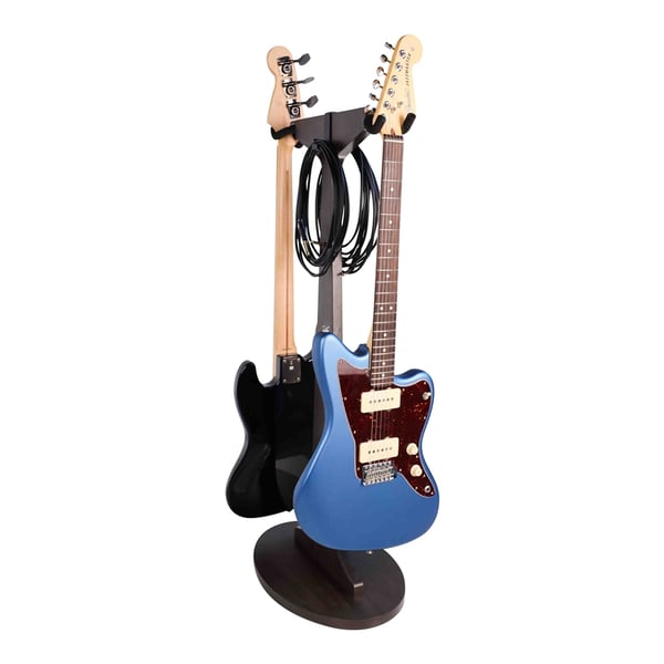 Gator Frameworks GFW-ELITEGTRHNGSTD-2X-BRN Stand appendi-chitarra doppio in finitura noce scuro<br>