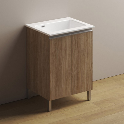 MOBILE LAVATOIO CON LAVABO IN CERAMICA E MANIGLIA A GOLA