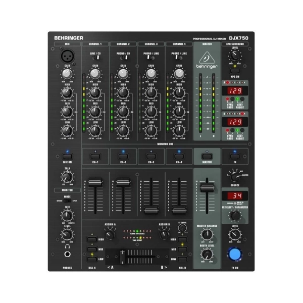 BEHRINGER DJX750 PRO MIXER PER DJ CON 5 CANALI ED EFFETTI DIGITALI E CONTATORE BPM