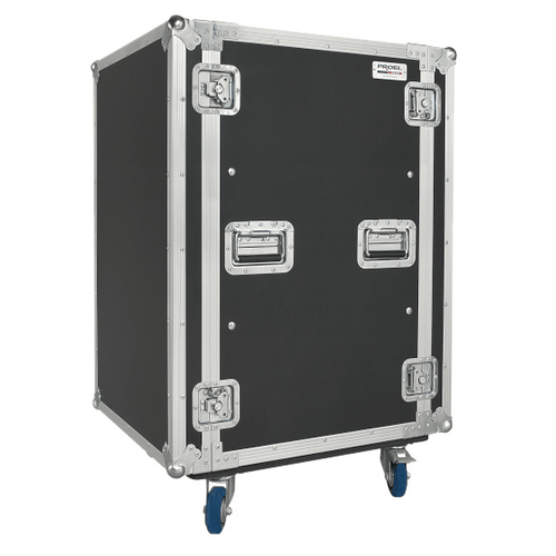 PROEL STAGE Flight case professionale 18U a rack 19' con telaio interno ammortizzato, profondità utile corpo 50cm.