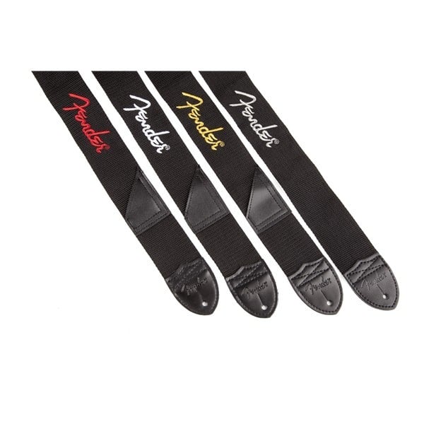 FENDER Tracolla in poliestere Black da 2,5 cm con logo Yellow. Modello 0990662070