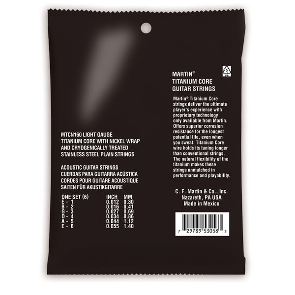 Martin & Co. MTCN160 Titanium Core Acoustic Strings Light 12-55