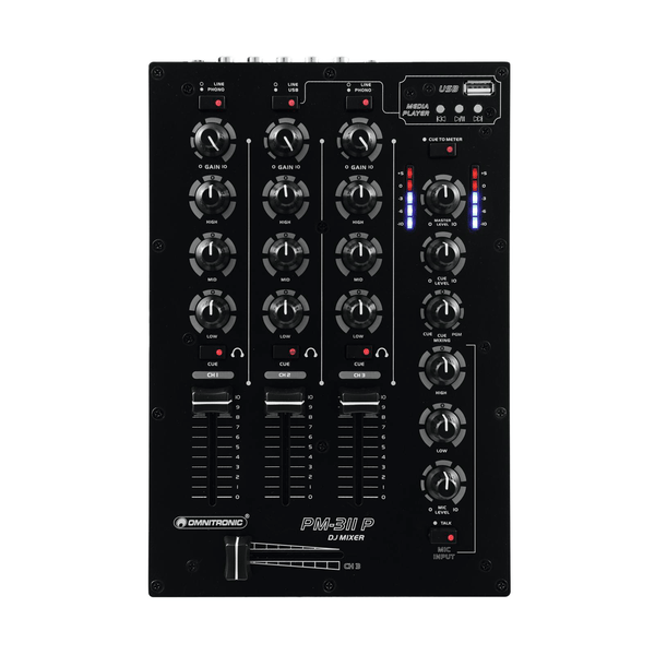 OMNITRONIC PM 311P MIXER DJ 3 CANALI CON PLAYER MP3 USB