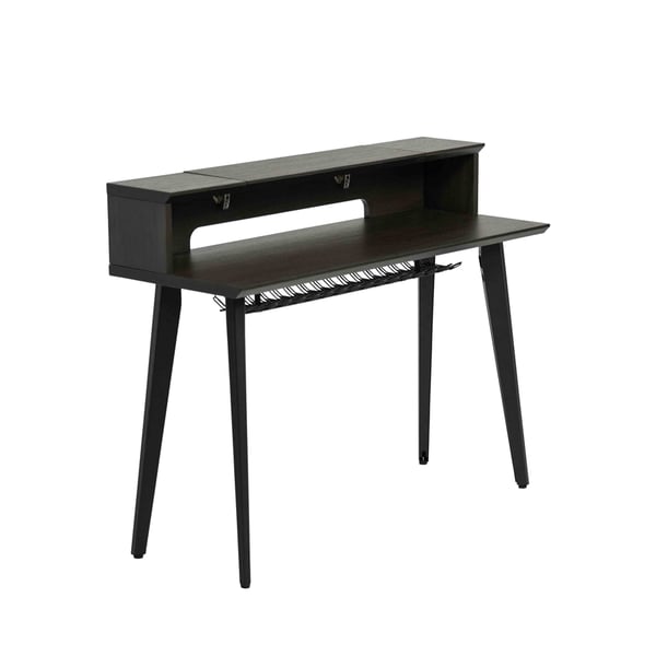 Gator Frameworks GFW-ELITEKEYTBL61-BRN Workstation in legno per tastiere fino a 61 tasti, colore noce scuro<br>