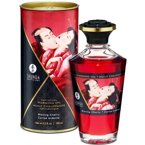 SHUNGA - MASSAGEÖL MIT WÄRMEEFFEKT, INTENSIVEM KIRSCHGESCHMACK, 100 ML