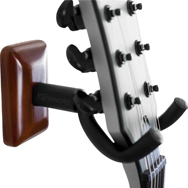 Gator Frameworks GFW-GTR-HNGRMHG Supporto a muro per chitarra con piastra mogano&lt;br&gt;