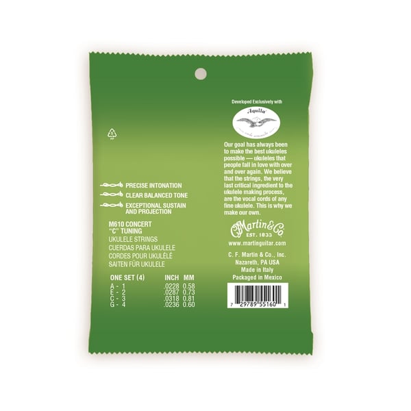 Martin & Co. M610 Ukulele Premium Strings Concerto Polygut 22.8-23.6