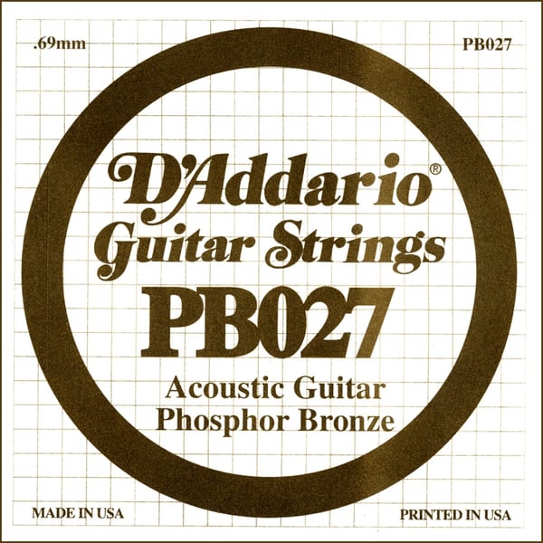 D'ADDARIO Phosphor Bronze Wound Acoustic Guitar Single String, .027. Modello PB027