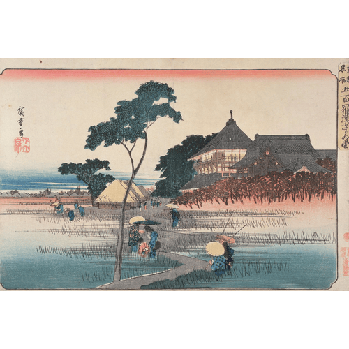 Utagawa Hiroshige La Sala a Spirale del Tempio dei Cinquecento Arhat, dalla serie 'Luoghi Famosi di Edo', 1830s