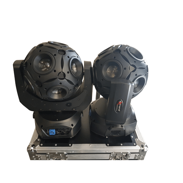 EXTREME QUAD METEOR 1215 COPPIA TESTE MOBILI A SFERA 12 LED X 15W RGBW DMX 8 CANALI EFFETTI + CASE IN OMAGGIO