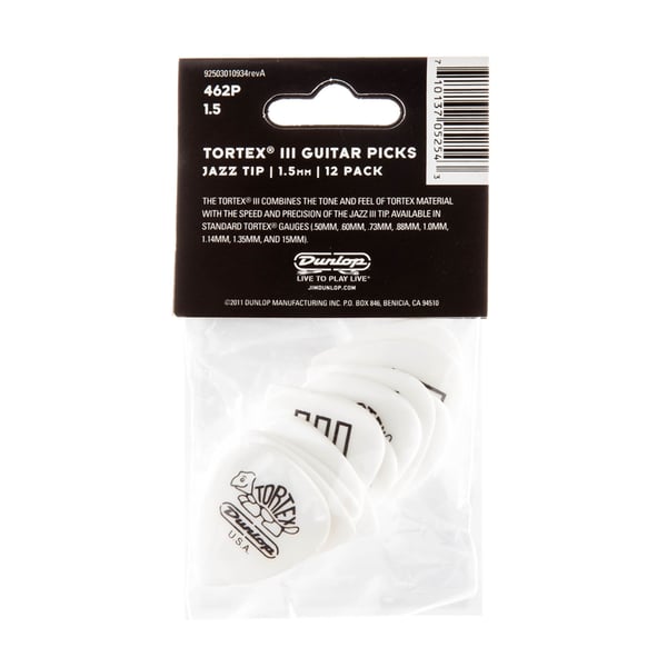 Dunlop 462P Tortex III White 1.50