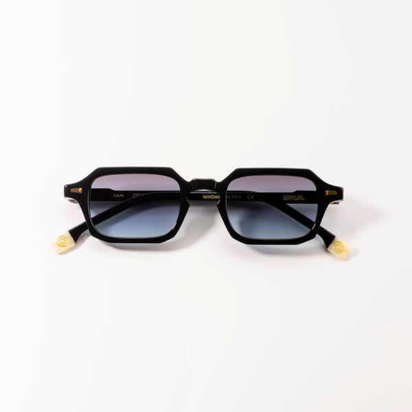 Kyme Liam Matt Black Geometric Italian Sunglasses Handmade