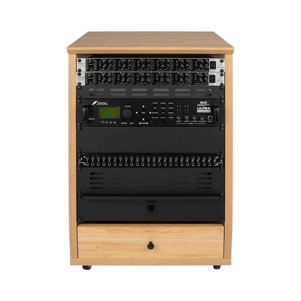 Gator Frameworks GFW-ELITESTUDIORK12-MPL Rack da studio inclinato 12 unità con finitura in acero naturale opaco<br>