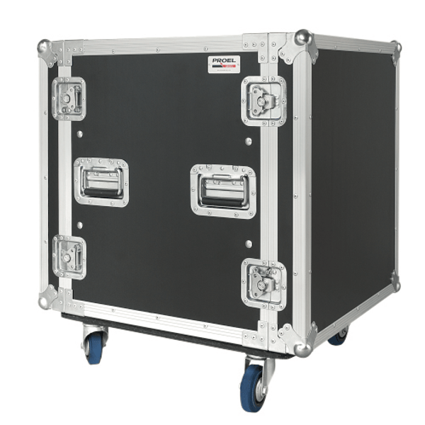 PROEL STAGE Flight case professionale 12U a rack 19' con telaio interno ammortizzato, profondità utile corpo 50cm.