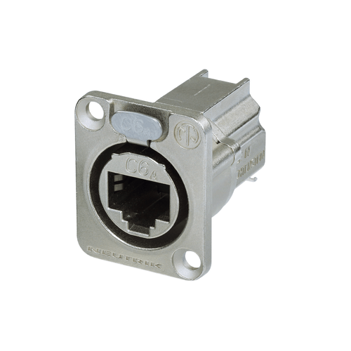 PROEL STAGE Connettore etherCON CAT6A da pannello con flangia tipo D con sistema di connessione a crimpare conforme alla norme ISO/IEC 11801 e TIA/EIA 568-C.2.
