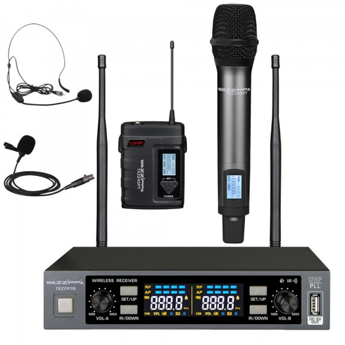 ZZIPP SET RADIOMICROFONO UHF DOPPIO CONTX PALMARE E BODYPACK