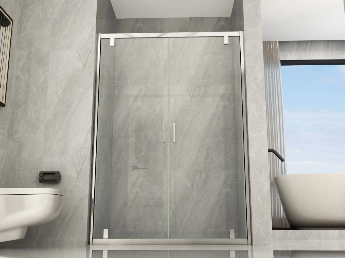 Porta Battente Saloon Con Vetro 6mm EasyClean - Cromo, H190cm, Apertura Inside/Outside - Foto 7