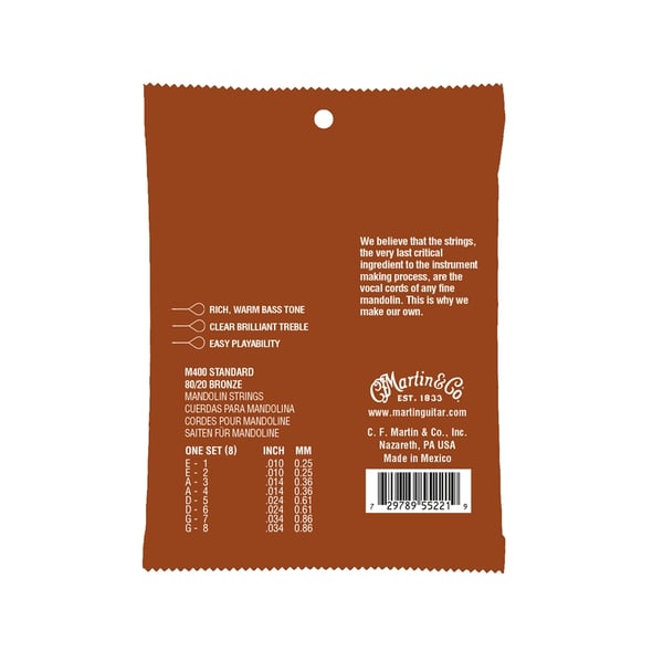 Martin & Co. M400 Mandolin Strings Standard 80/20 Bronze