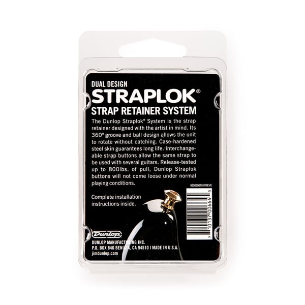 Dunlop SLS1034G Straplok Dual Design Strap Retainer System, Gold