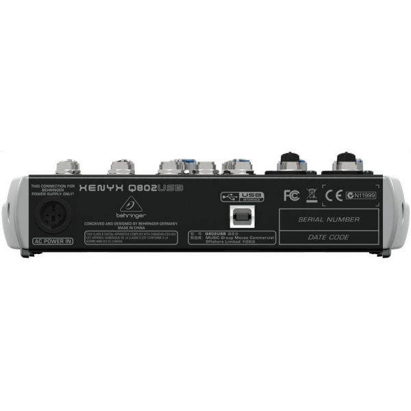 BEHRINGER XENYX Q802-USB MIXER 8 INGRESSI +48V + INTERFACCIA AUDIO USB + SOFTWARE GRATUITO