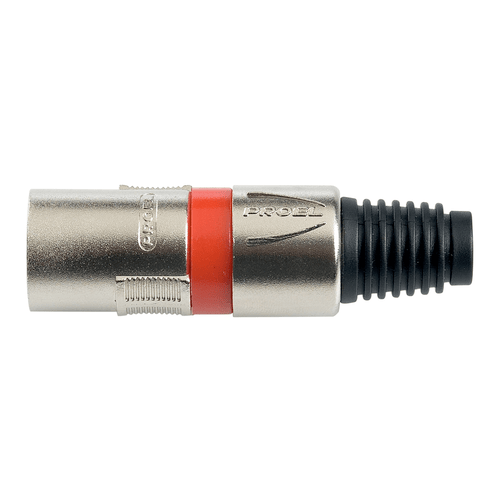 PROEL STAGE Spina volante XLR professionale 3 poli. Colore: Argento con anello rosso.