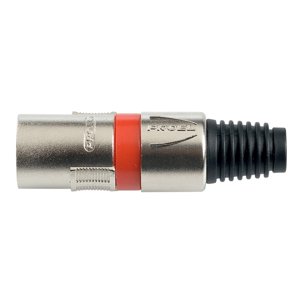 PROEL STAGE Spina volante XLR professionale 3 poli. Colore: Argento con anello rosso.