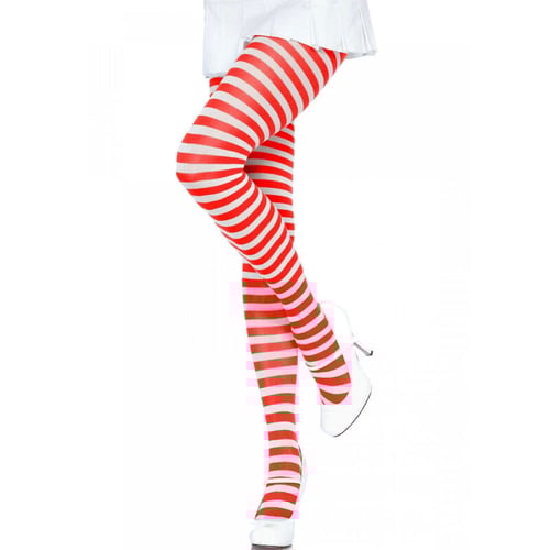LEG AVENUE - GESTREIFTE STRUMPFHOSE WEISS/ROT