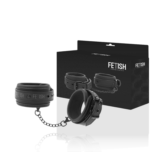FETISH SUBMISSIVE BONDAGE FETISH SUBMISSIVE - POLSINI ALLA CAVIGLIA IN PELLE VEGANA CON FODERA IN NOPRENE