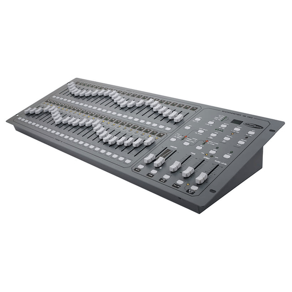 SHOWTEC SHOWMASTER48 MK2 CENTRALINA LUCI MIDI DMX 48 CANALI 24+24 PRESET 96 SCENE 23976 PASSI LOOP MONTAGGIO RACK ALIMENTATORE