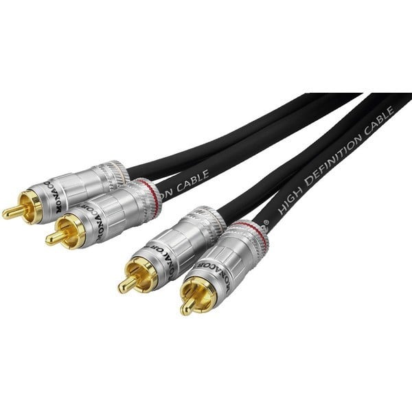 MONACOR CAVO DI COLLEGAMENTO AUDIO STEREO PROFESSIONALE, 50 OHM, 1,5 M RCA-RCA