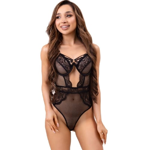 LIVCO CORSETTI BODIES LIVCO CORSETTI FASHION - PAULA LC 20209 BODY CON DECORI IN PIZZO NERO L/XL