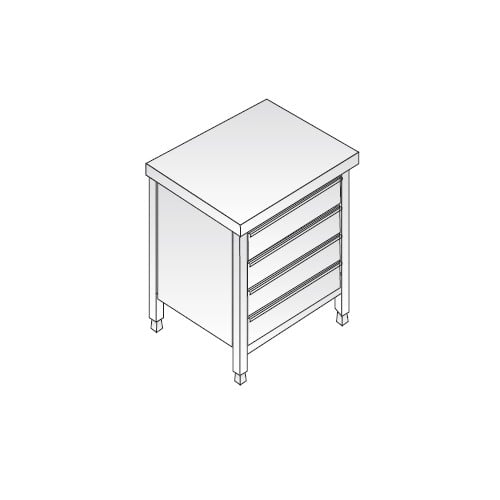 Cassettiera 56x60x85 acciaio inox 304 4 cassetti ristorante pizzeria RS5846