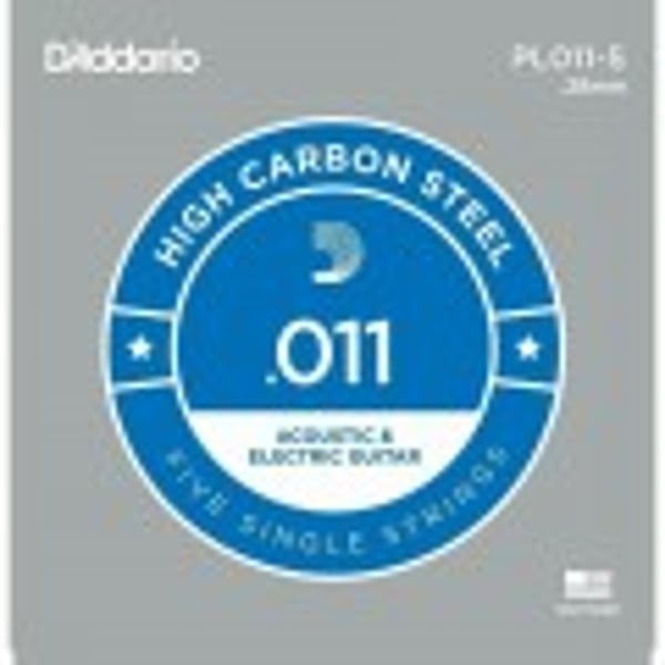 D'ADDARIO Plain Steel Guitar Single String, .011 -5 PACK