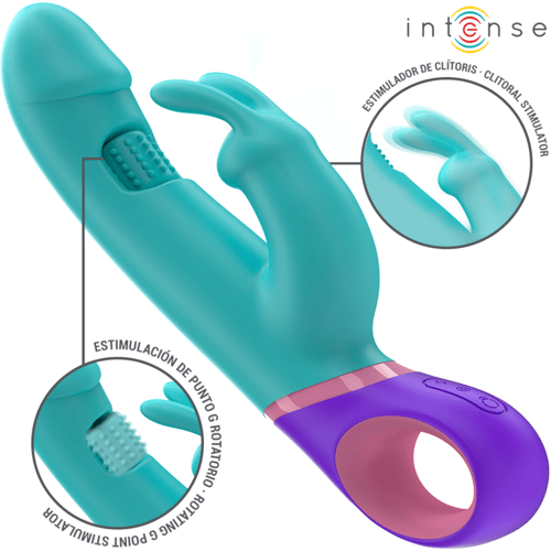 INTENSE FUN INTENSE - MONICA VIBRATORE RABBIT CON STIMOLATORE G-SPOT ROTANTE BLU