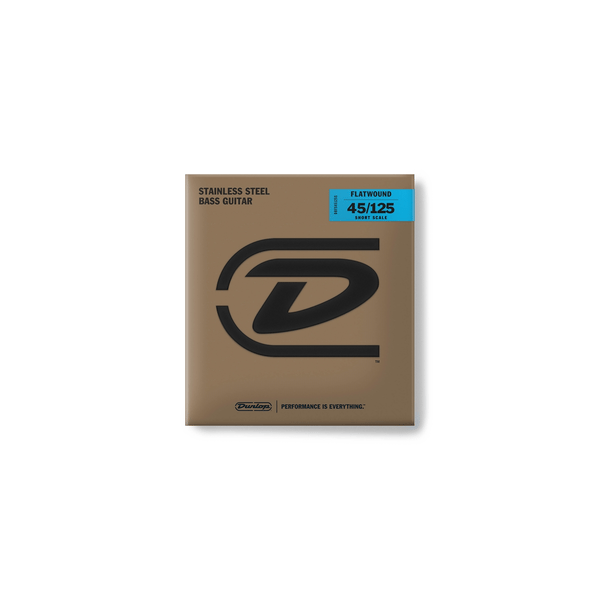 Dunlop DBFS45125S Corde basso Flatwound Scala corta Set/5