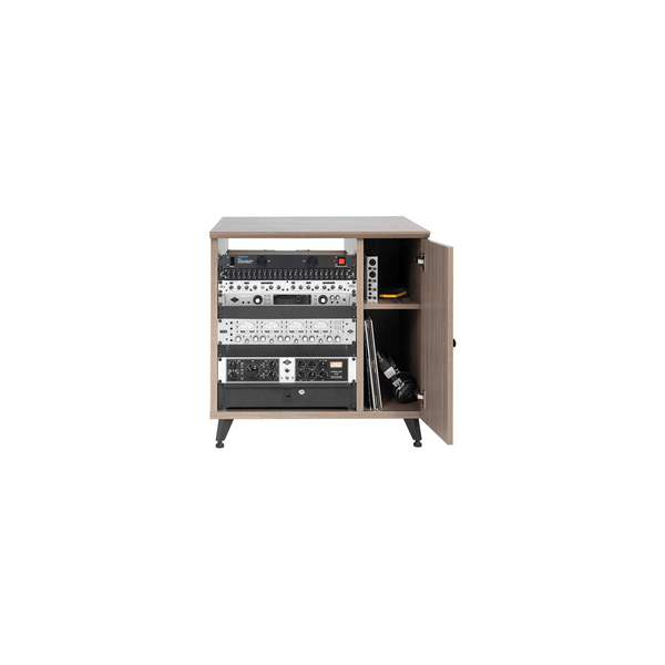 Gator Frameworks GFW-ELITESIDECAR-GRY Mobile rack sidecar cabinet in legno con finitura grigia<br>