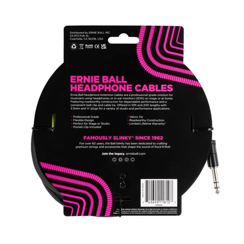 Ernie Ball 6422 Prolunga cuffie trs jack grande 3m