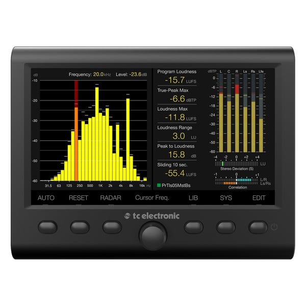 TC ELECTRONIC CLARITY M DESKTOP AUDIO METER MISURATORE DI LIVELLO STEREO O 5.1 DISPLAY HD 7"