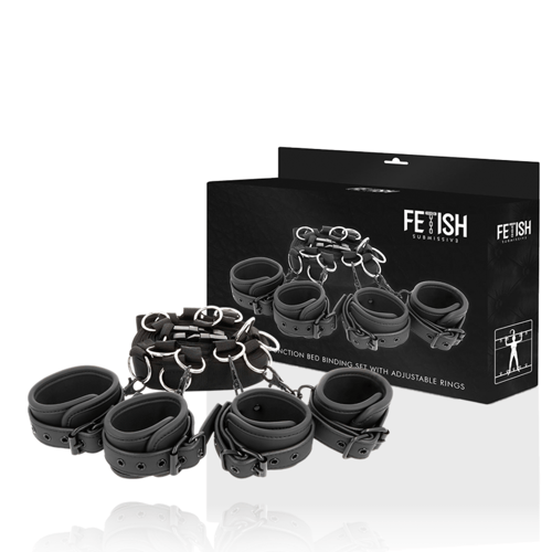 FETISH SUBMISSIVE BONDAGE FETISH SUBMISSIVE - SET DI CRAVATTE DA LETTO CON FODERA IN NOPRENE