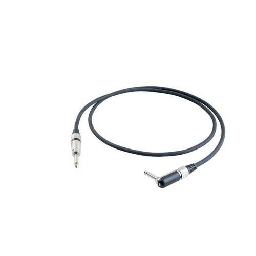 PROEL STAGE Cavo professionale per strumenti con connessioni spina jack Mono Ø 6.3 mm - spina jack Mono Ø 6.3 mm ad angolo PROEL/S2CPRO - HPC110 - S2RCS. Lunghezza: 3 metri. Colori disponibili: Nero. Altre lunghezze disponibili: visualizzare le specifiche tecniche