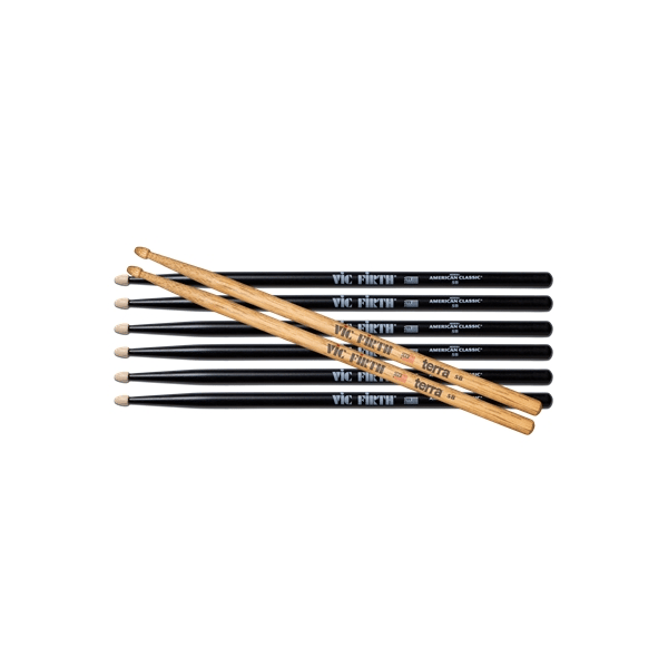 Vic Firth PVF 3 Pair 5BB + 1 Pair 5BT Terra Free