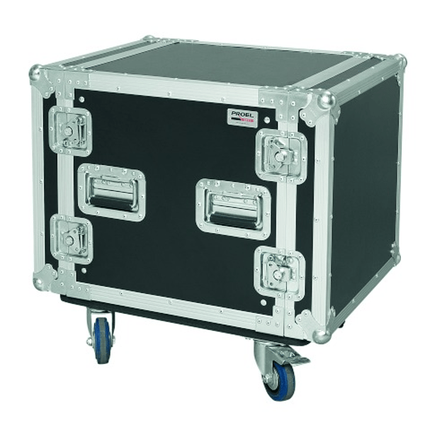 PROEL STAGE Flight case professionale 10U a rack 19', profondità utile corpo 45cm.
