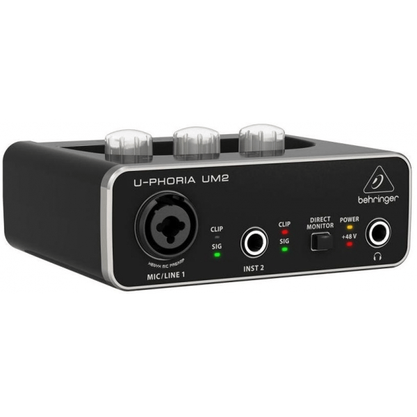 BEHRINGER UM2 U-PHORIA INTERFACCIA 2X2 USB SCHEDA AUDIO 2 IN 2 OUT PREAMPLIFICATORE MICROFONICO SOFTWARE PC MAC EX-DEMO