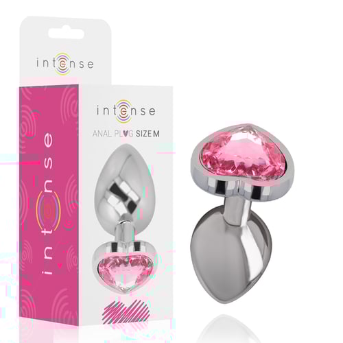 INTENSE - PLUG ANALE METALLO ALLUMINIO CUORE N ROSA TAGLIA M