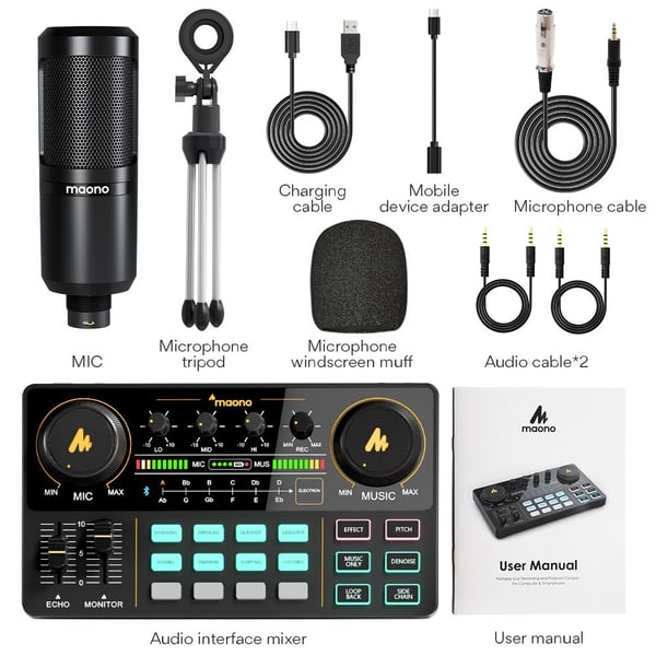 Kit portatile per Live Streaming e Podcast per Computer e smartphone MAONOCASTER LT AU-AM200-S1