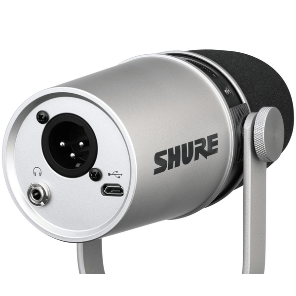 SHURE CENTRE SHURE MV7-S SILVER MICROFONO DINAMICO PODCAST XLR MICRO-USB USCITA CUFFIA COLORE ARGENTATO