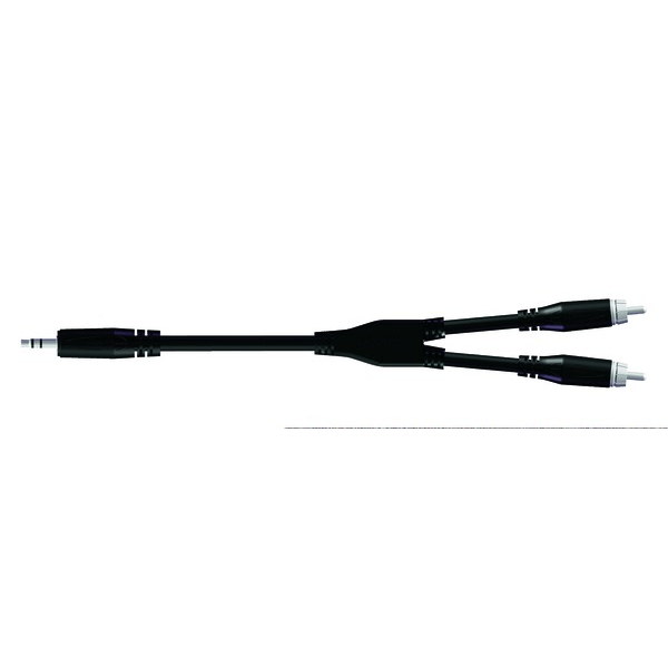 PROEL STAGE Cavo adattatore Y con connessioni stampate PROEL spina jack S tereo Ø 3.5 mm - 2 x spina RCA. Lunghezza: 1.8 m. Colore disponibile: Nero. Altre lunghezze disponibili: visualizzare le specifiche tecniche