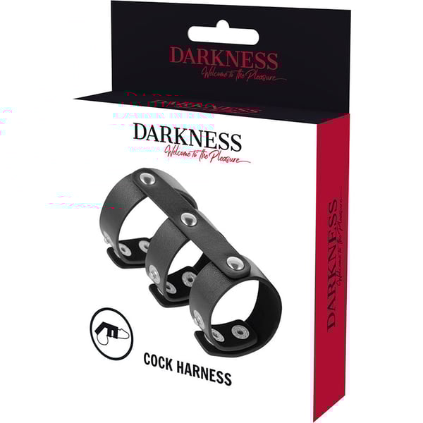 DARKNESS™ – VERSTELLBARER DOPPEL-PENIS- UND HODENRING AUS LEDER