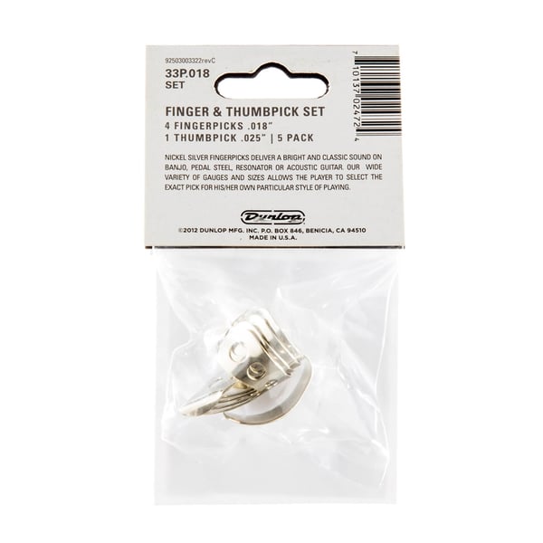 Dunlop 33P N/S 4FINGER & 1THUMB .018 - PLAYER'S PACK 5 PLETTRI