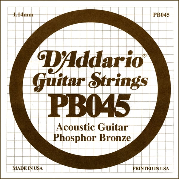 D'ADDARIO Phosphor Bronze Wound Acoustic Guitar Single String, .045